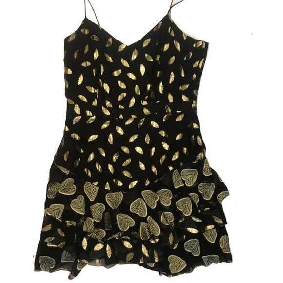 Diane Von Furstenberg Siena Black & Gold Metallic Silk Dress - Picture 3 of 10